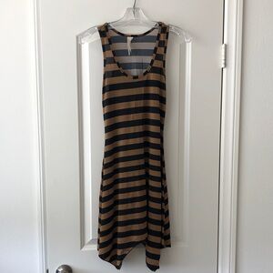 Cristinalove Black and Brown Striped Midi Dress